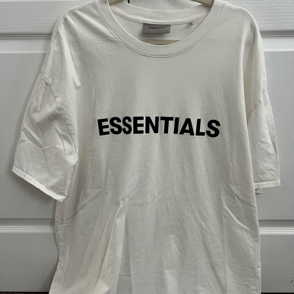 Fear of God Essentials White Tee with Black Logo